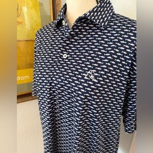 Fish themed men’s performance polo shirt